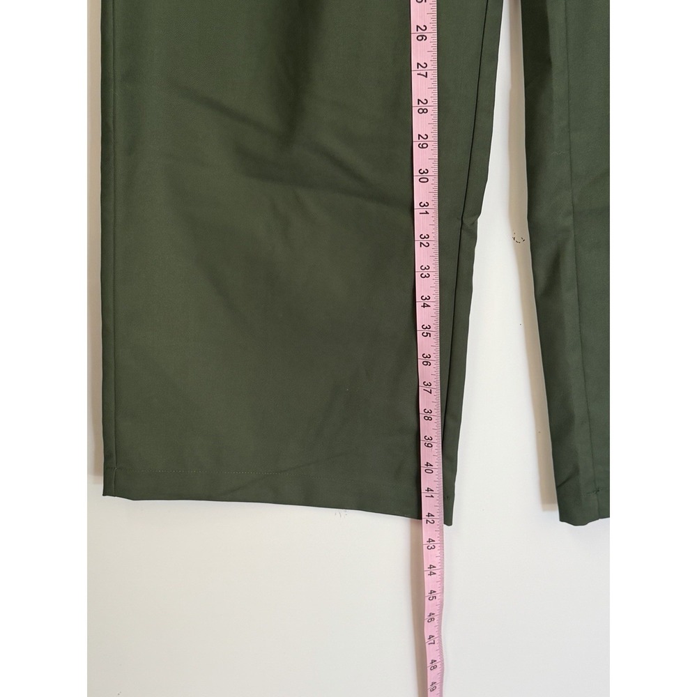 Women's Trendy Olive Wide Leg Trousers Minimalist Casual Tailored Pants L - Picture 4 of 8